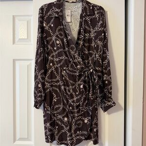 LOFT Chain Pattern Long Sleeve Dress